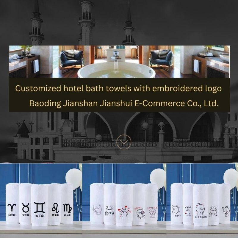 Illustrated embroidery examples on rolled towels